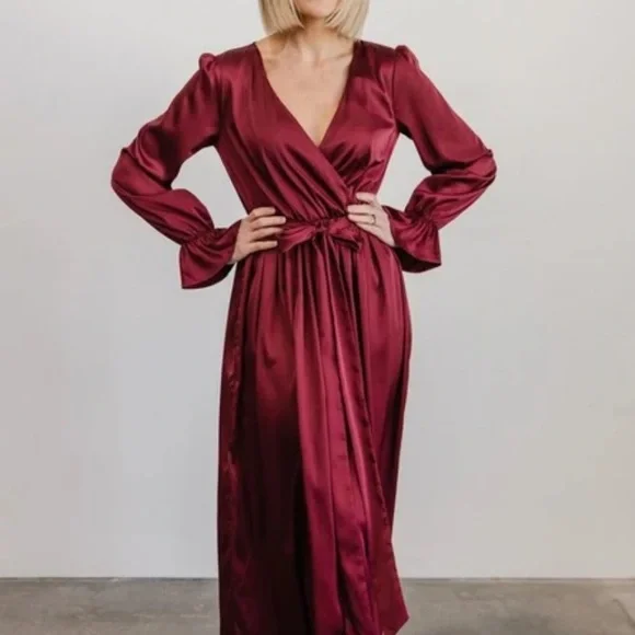 Baltic Born | Dresses | Baltic Born Long Sleeve Dress In Cranberry |  Poshmark